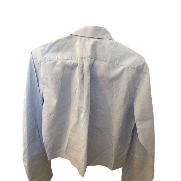 Miu Miu Light Blue Button-Up Shirt With Embroidered Logo Long Sleeves & Collared - Picture 2 of 7